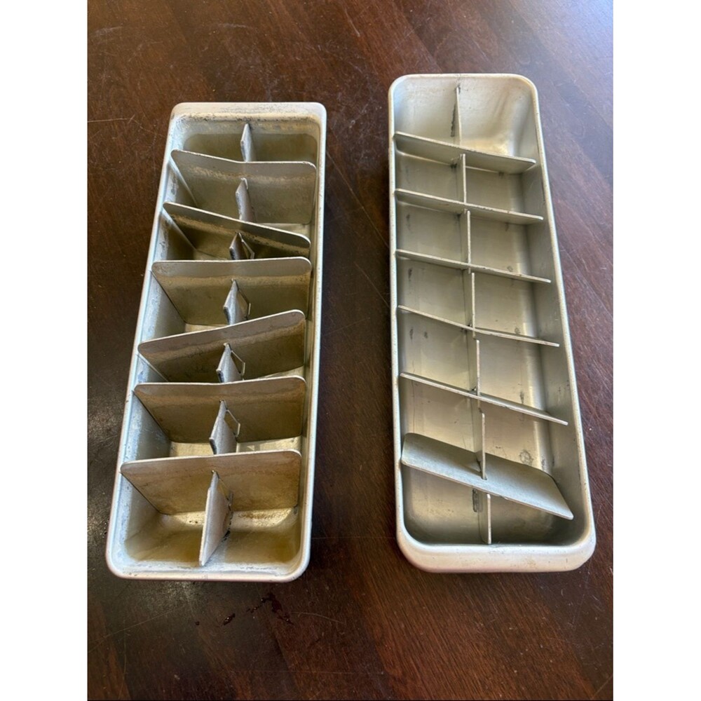 Vintage Aluminum Ice Cube Trays with Dividers